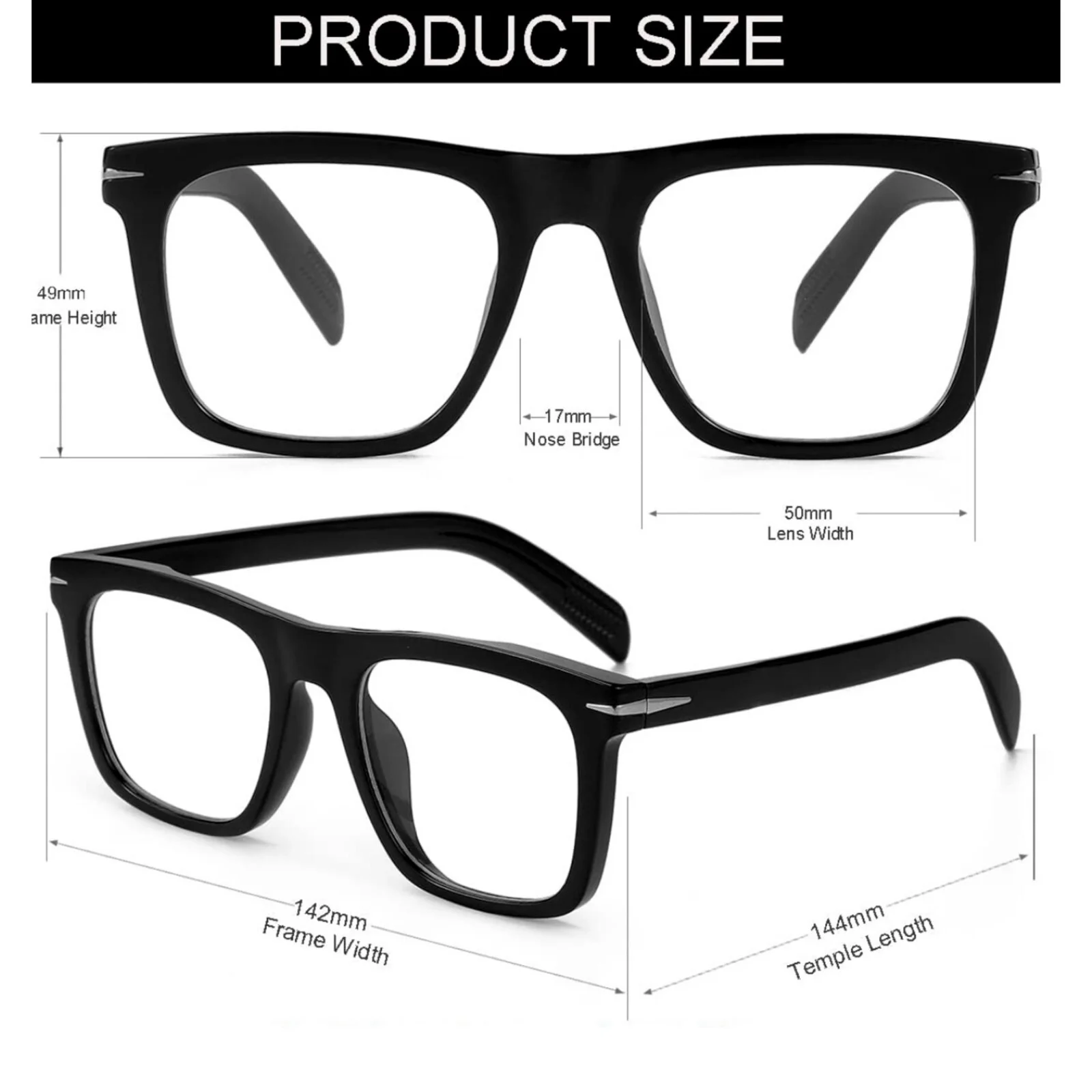Men Women Clear Lens Designer Non Prescription Classic Black Computer Glasses 2